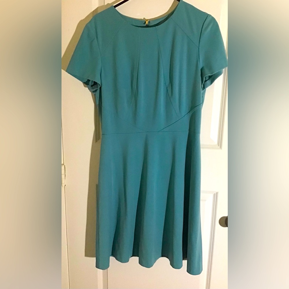 Turquoise one piece short sleeve dress, size 12